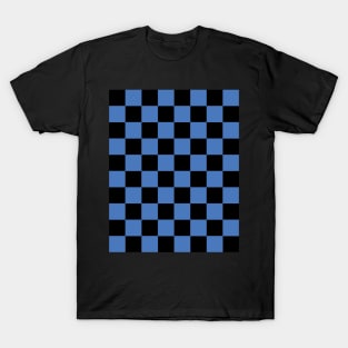 Maya Blue and Black Chessboard Pattern T-Shirt